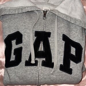 GAP Heather Gray Hoodie with Black Logo